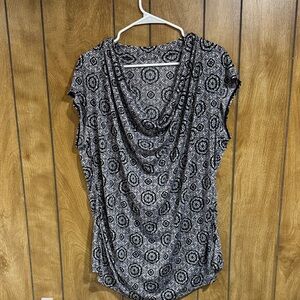 Worthington Black and White Floral Blouse